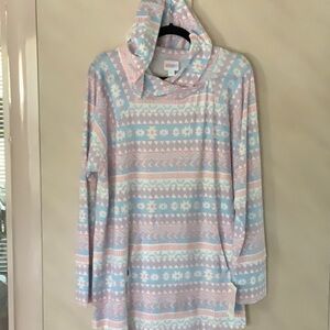 Pastel Patterned Hooded Tunic Amber